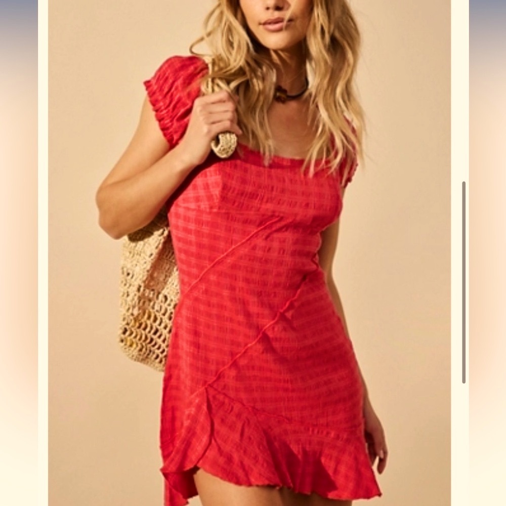 Free People Elle Mini Dress in Miami Vibe pink. Size Large.